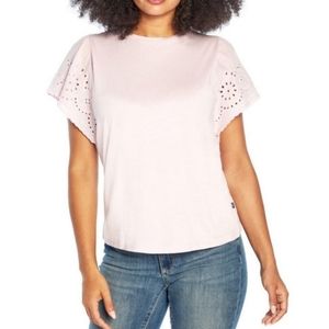 Gap Lilac Eyelet Sleeve Cotton Top